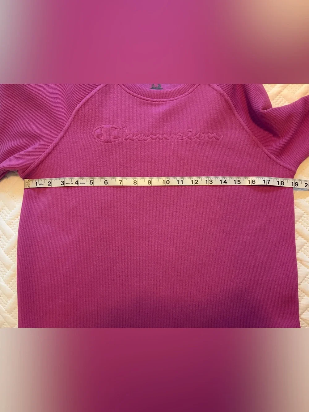 Champion Girls Pink Crewneck Ribbed Sweatshirt